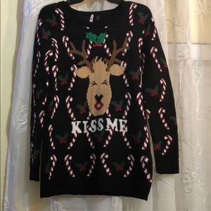A Black Ugly Christmas Sweater with candy canes